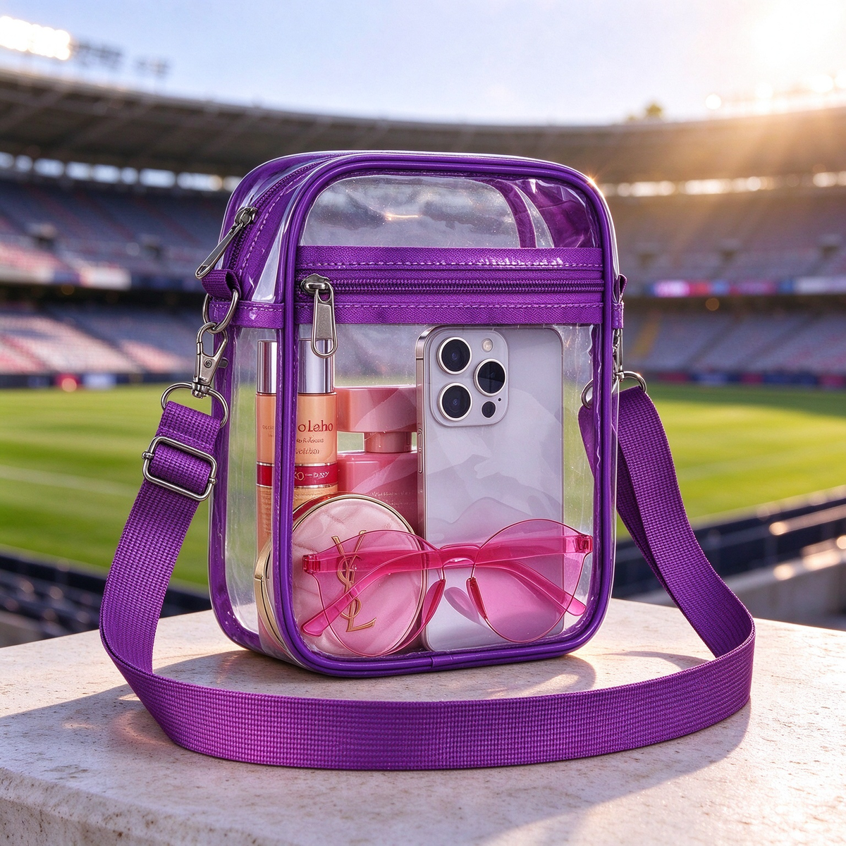 🏟️Stadium Approved Clear Crossbody Bag - Waterproof PVC Transparent Bag