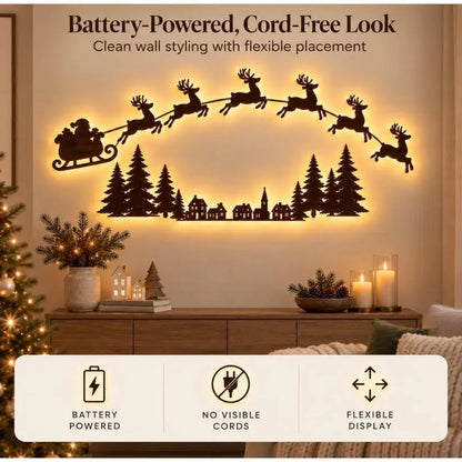 🎄 Lighted Christmas Wall Decor – Cordless Peel-and-Stick Holiday Display