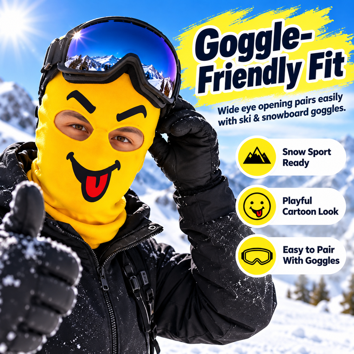 😂Funny Yellow Toy Figurine Head Ski Mask Balaclava