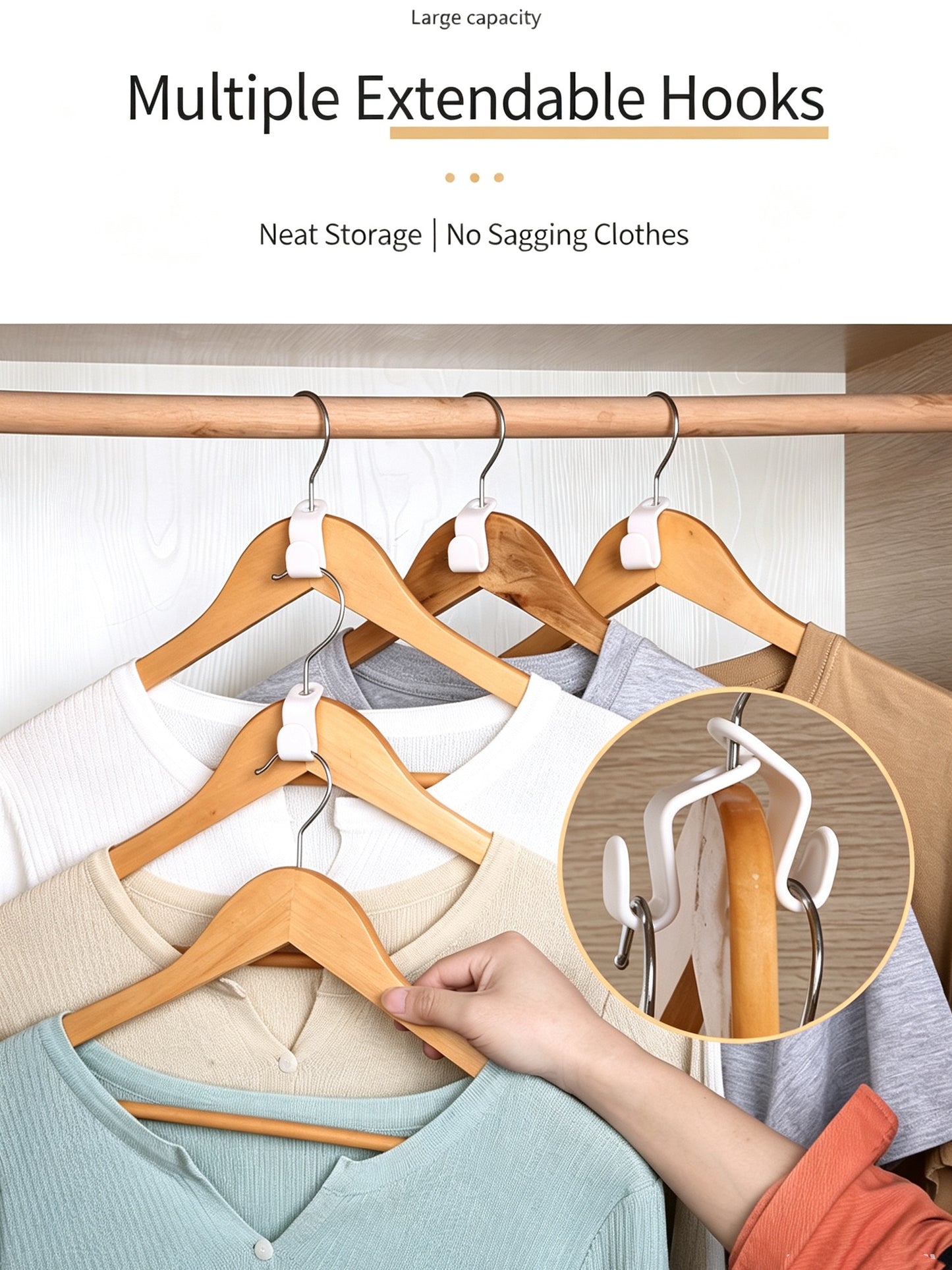 Mixed Color Clothes Hanger Extension Hooks, Wardrobe Space Saving Connectors (10Pcs)
