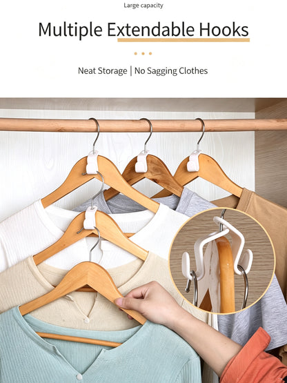 Mixed Color Clothes Hanger Extension Hooks, Wardrobe Space Saving Connectors (10Pcs)