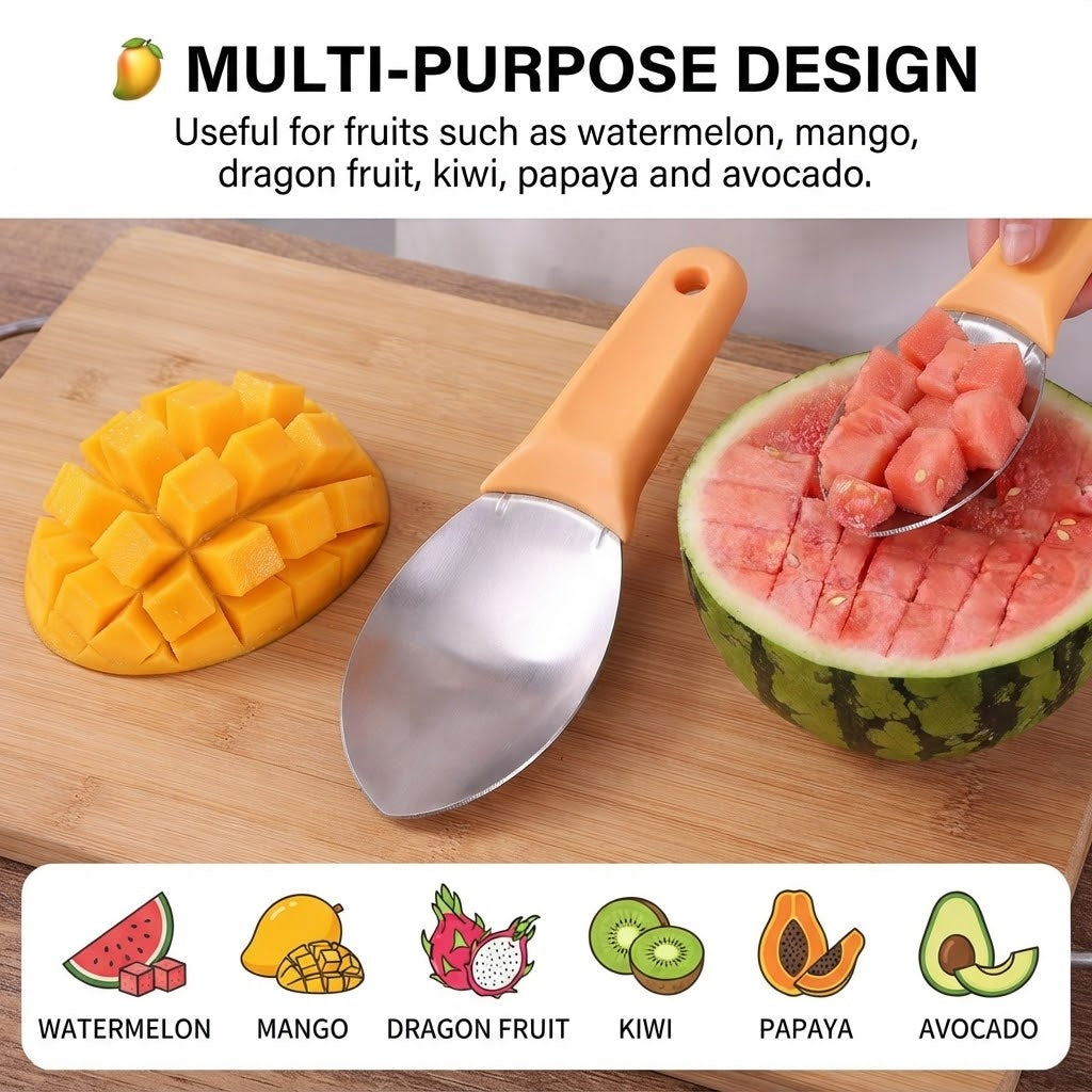 Stainless Steel Multifunctional Peeling Slicing Tool For Mango, Banana, Pineapple, Melon