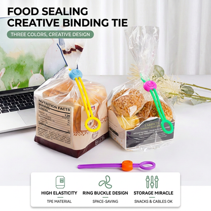 🧴10-Piece Silicone Sealing Clips with Hanging Binding Straps