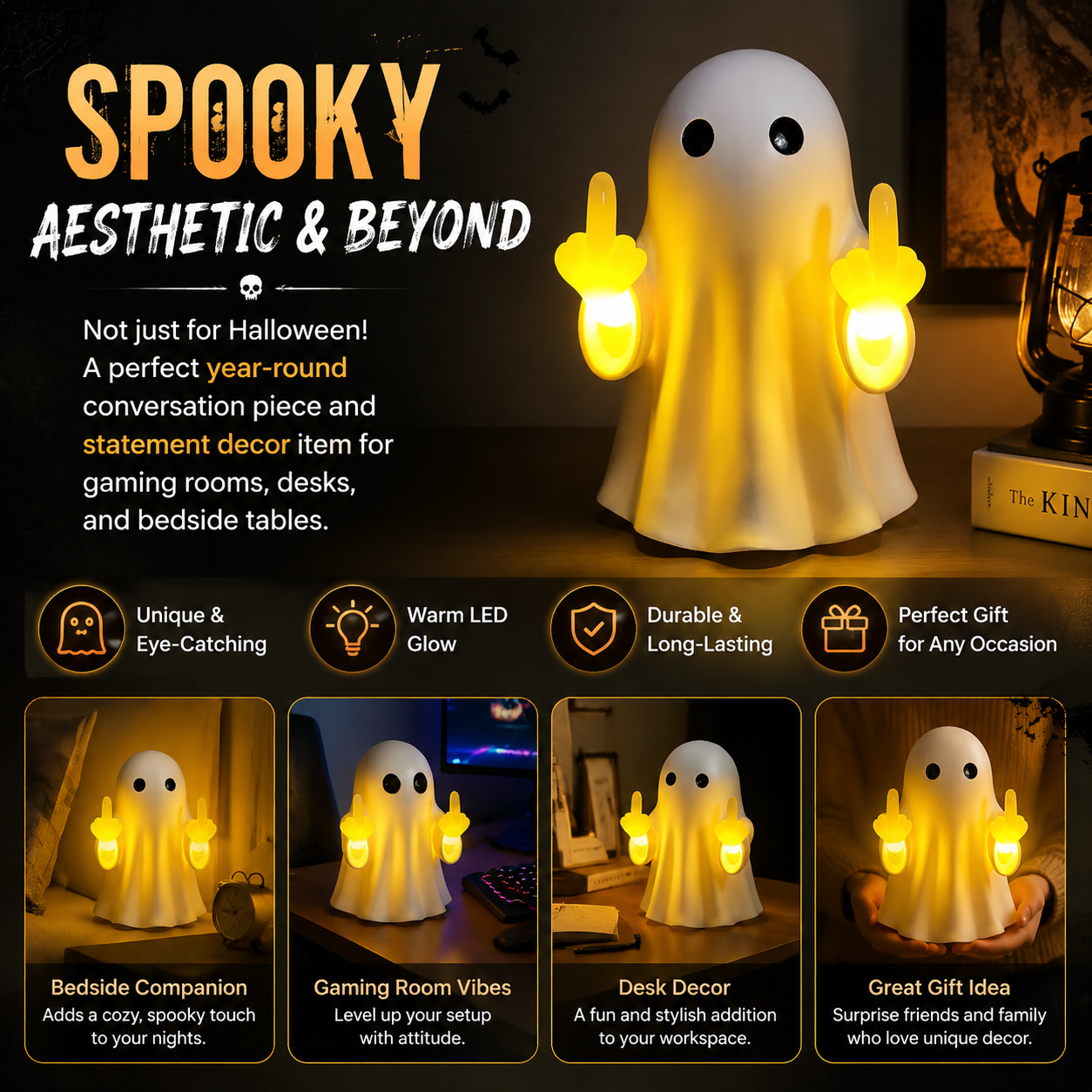 👻🖕Halloween ghost middle finger night light