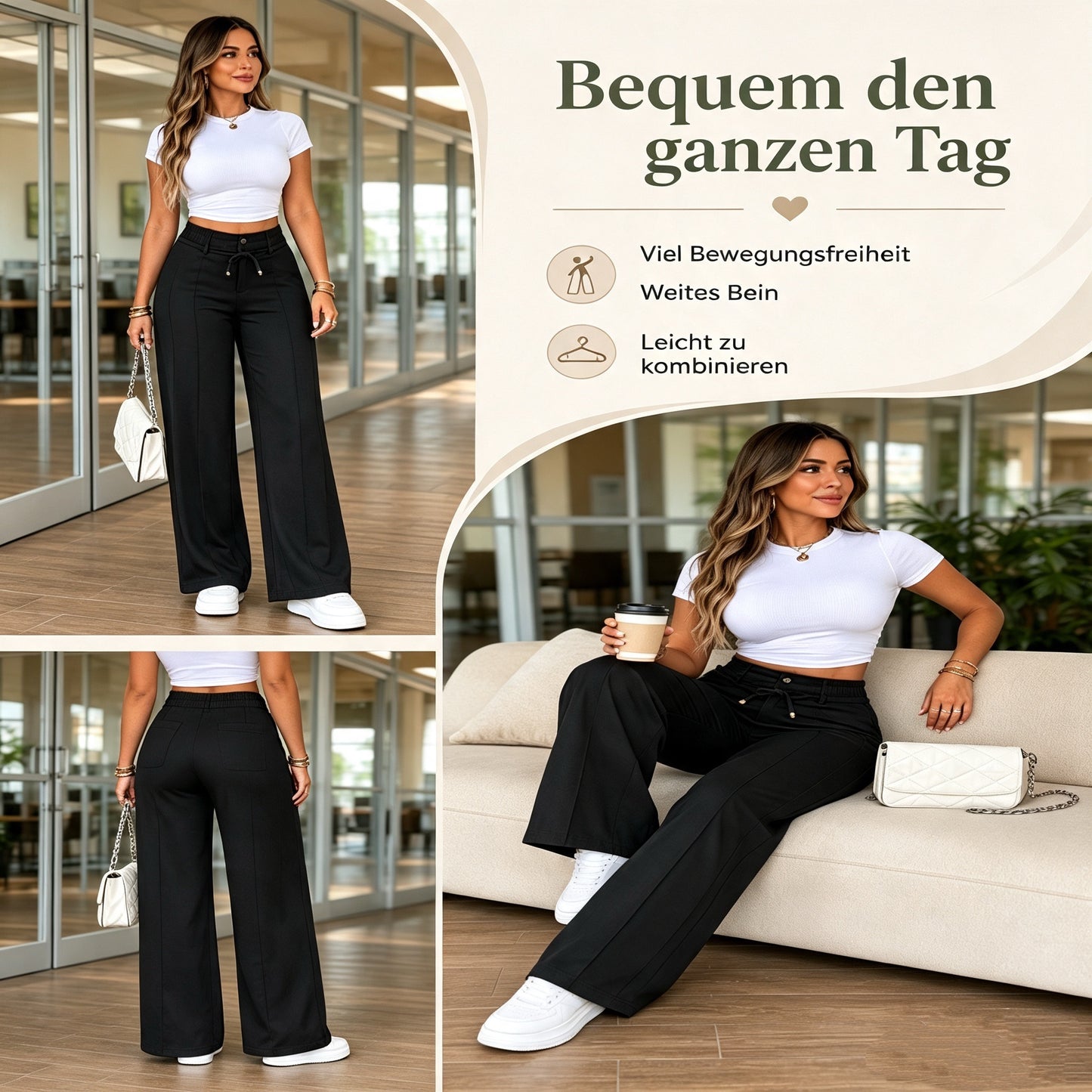 New Spring/Summer Drawstring High-Waisted Wide-Leg Pants