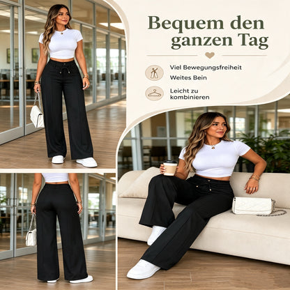New Spring/Summer Drawstring High-Waisted Wide-Leg Pants