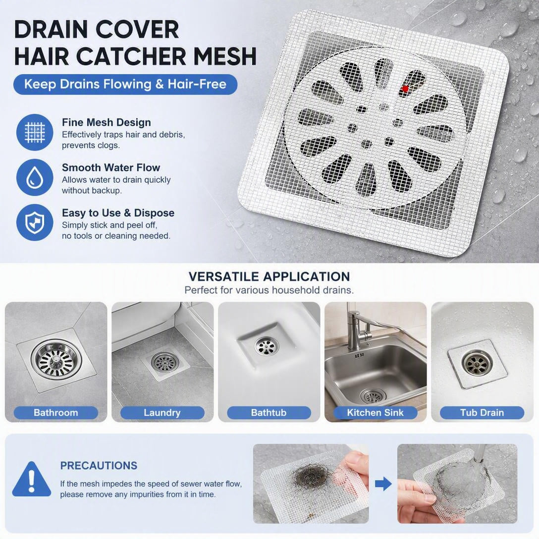 50PCS PackDisposable Shower Drain Hair Catcher