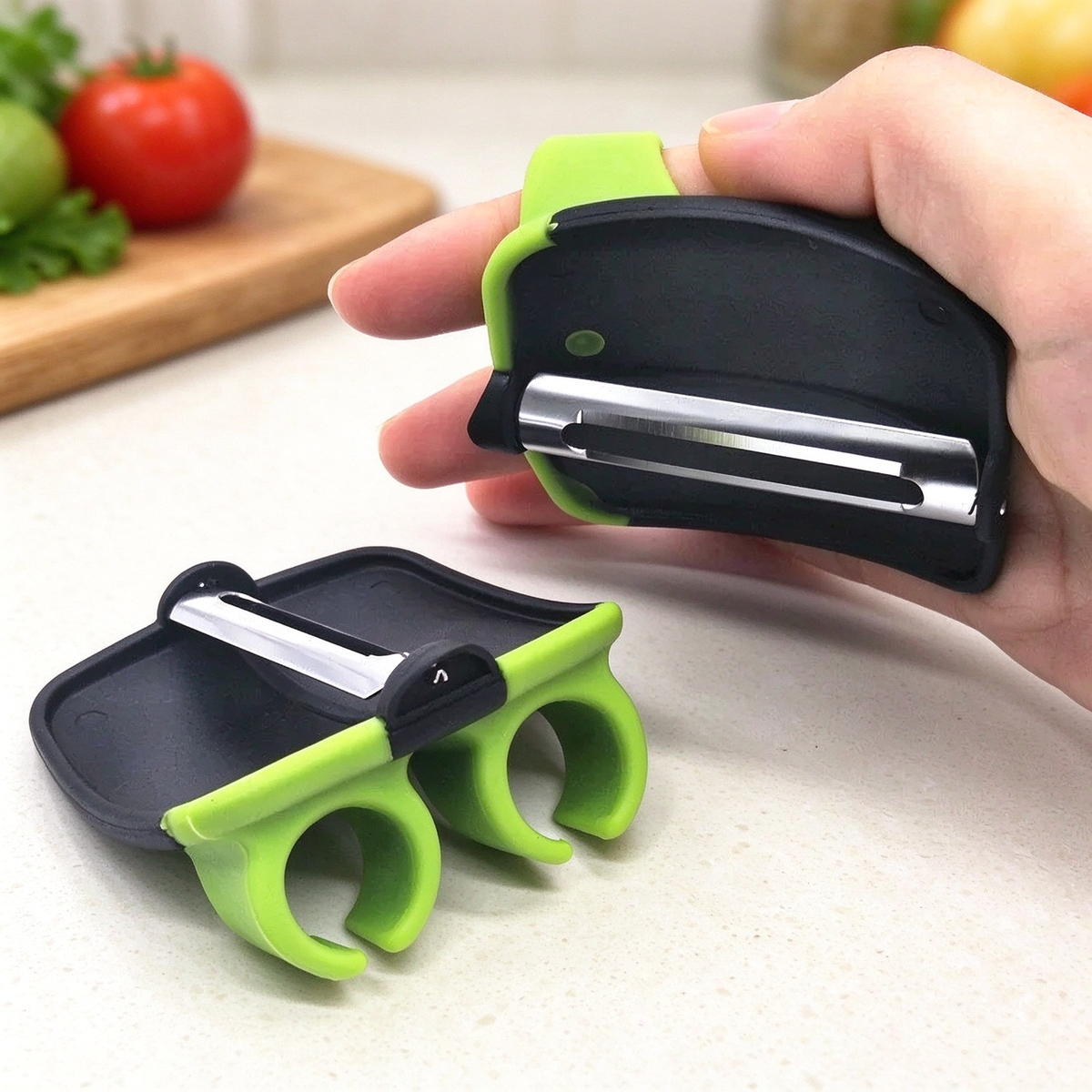 🥔2-Piece Handheld Vegetable Peeler Set – Features Rubber Finger Grips for Comfortable Handling