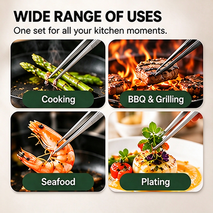 4-Piece Stainless Steel Precision Cooking Tweezers