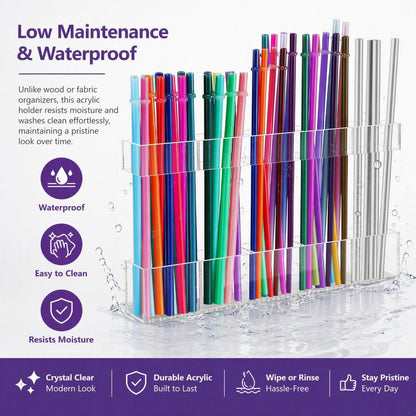 🗂️Multi-Grid Acrylic Drinking Straw Organizer