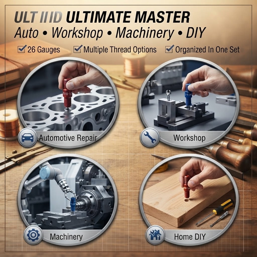 26-Piece Detachable Nut & Bolt Thread Gauge