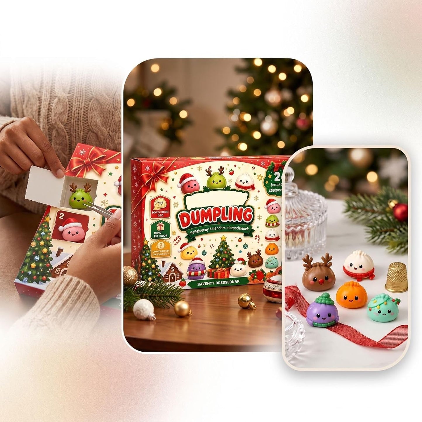 🎅 Countdown to Christmas: 24-Day Cute Dumpling Squishy Toy Advent Calendar 🎄🧸