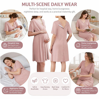 🤱Short-sleeved maternity and nursing wear with buttons.