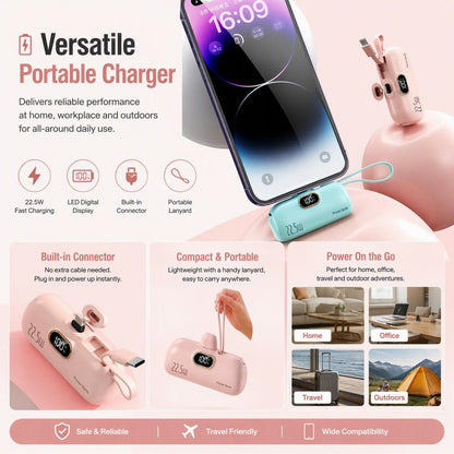 🔋5000mAh Mini Portable Power Bank