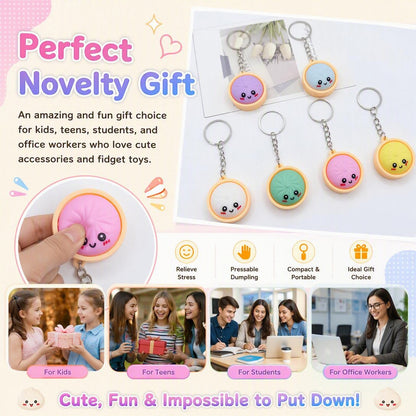 🥟Cute dumpling-shaped push-button stress-relieving keychain