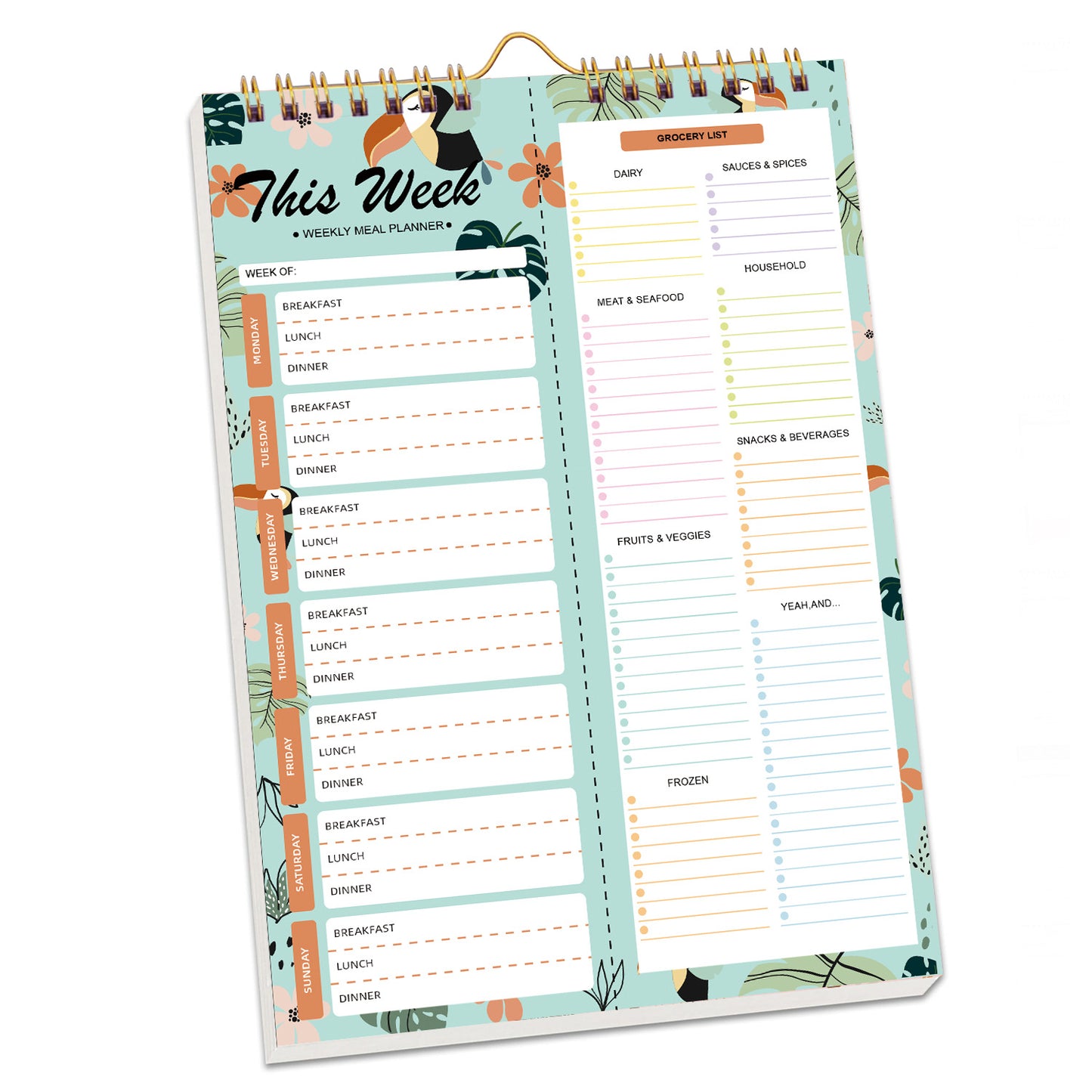 🗓Magnetic wall-hung shopping list and menu planning notebook