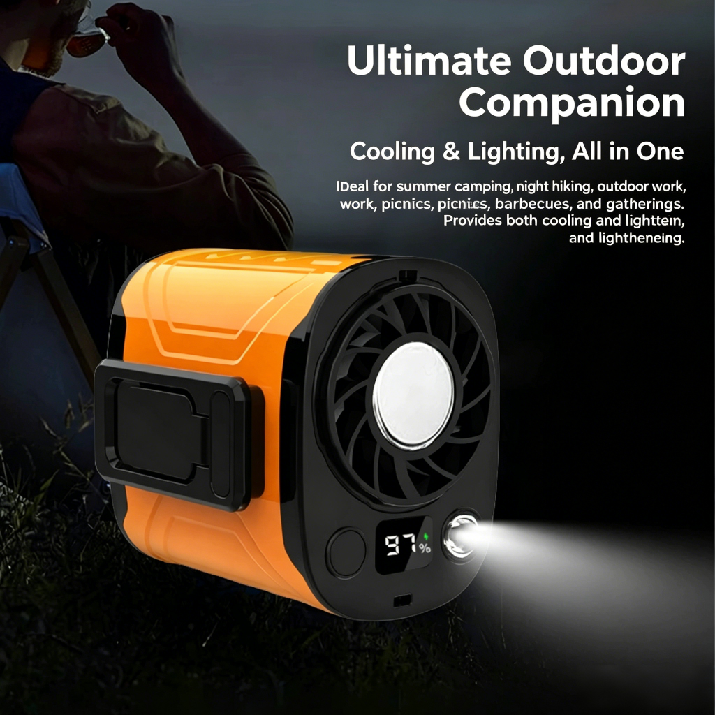 💨 Wearable Portable Waist Fan with Cellphone Stand and Double Clips