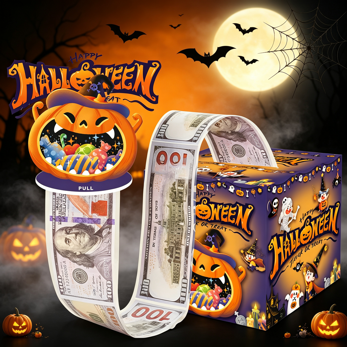 Money Pull Box, Creative Spooky Halloween Cash Holder