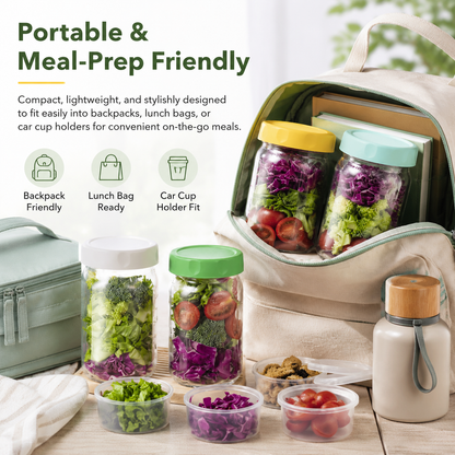 🥗Leak-proof salad lunch jar - with built-in divider