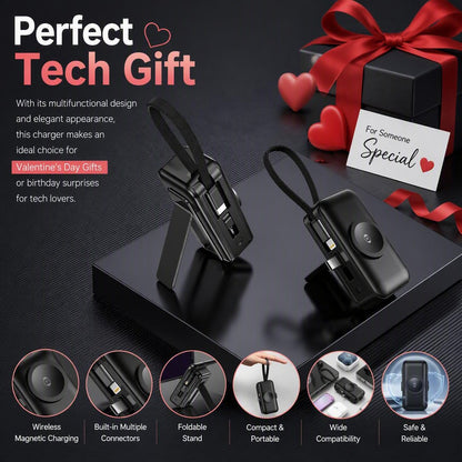 ⚡3-in-1 foldable rechargeable portable power bank