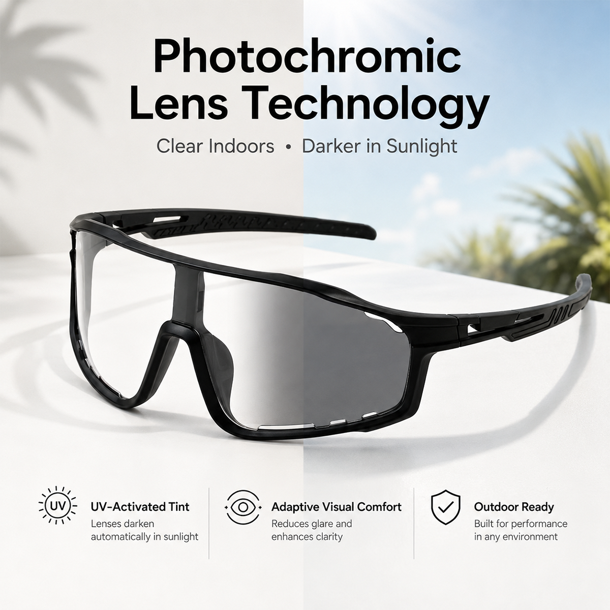 ☀️🕶️ UV400 Photochromic Polarized Safety Glasses with eyewear cases
