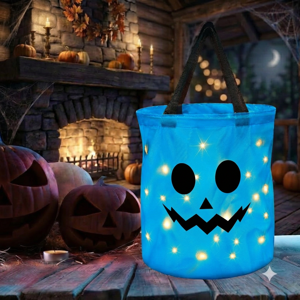 👻🌟LED Light-Up Halloween Pumpkin Candy Tote Bag