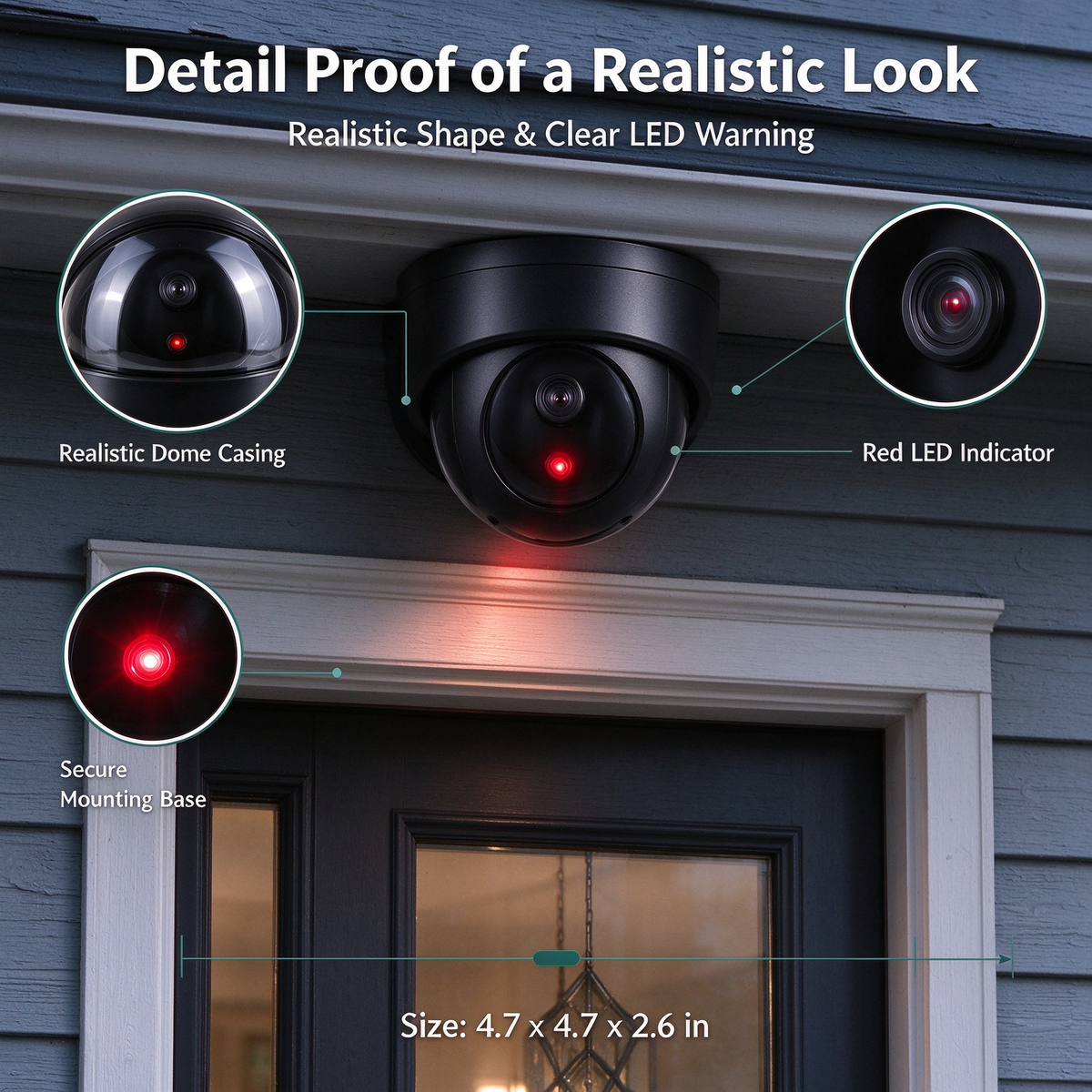 Fake Dome Security Camera with Red LED