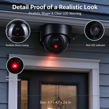 Fake Dome Security Camera with Red LED