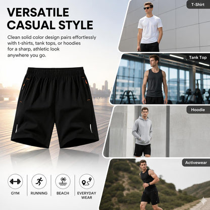 💥Summer Casual Men’s solid-color shorts with zippered pockets