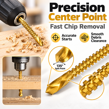 ⚙️Titanium-coated high-speed steel drill bit kit, suitable for metalworking and wood drilling