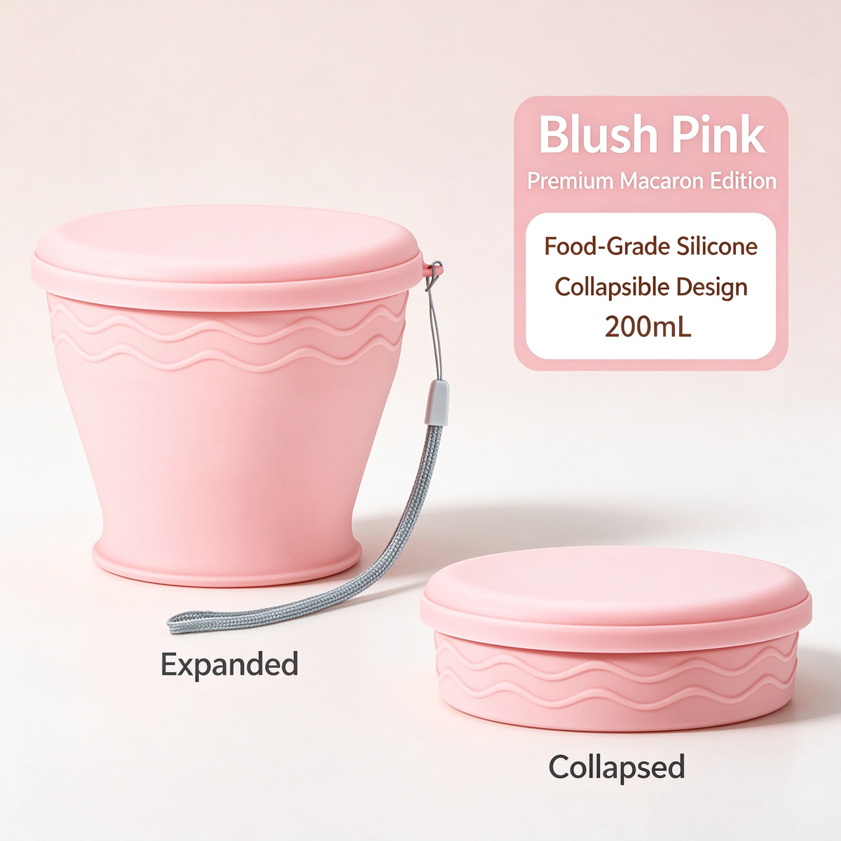 ♻️Upgraded Macaron-Style Collapsible Silicone Cup