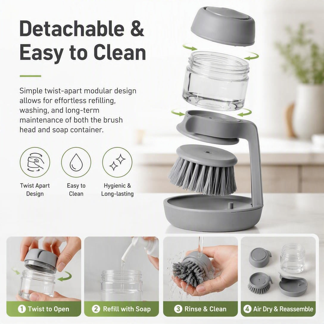 🧼Kitchen Dish Brush with Soap Dispenser