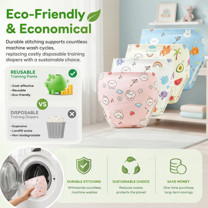 🚽🌱 Toddler Potty Training Pants 100% Cotton Soft Reusable Underwear
