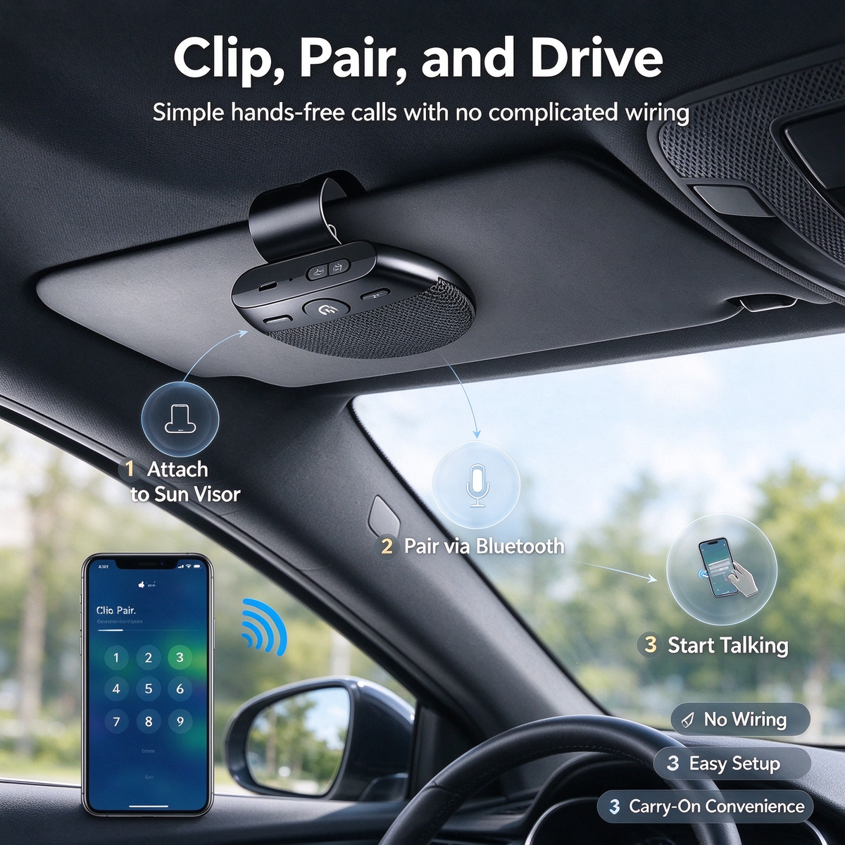 Bluetooth car sun visor hands-free speaker
