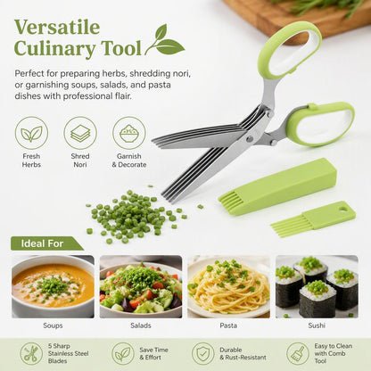 ✂️5-Blade Stainless Steel Herb &amp; Scallion Scissors
