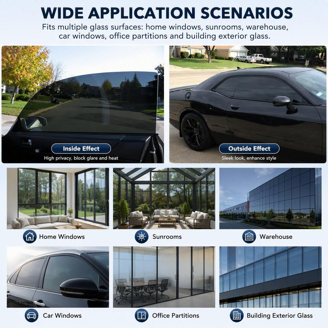 ☀️Single-layer black automotive window shading film