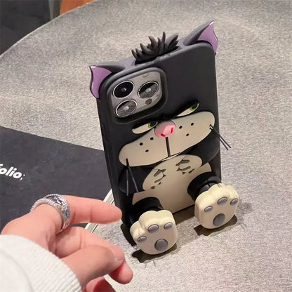 😼Cartoon Lucifer Cat Silicone Phone Case for Apple 17/16/15 Pro Max