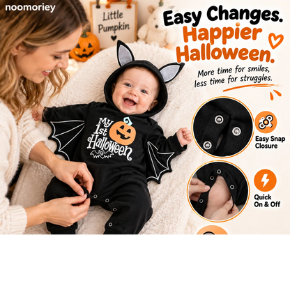 🎃 Baby's 1st Halloween Bat Romper – Super Soft Winged Hooded Onesie 🦇✨