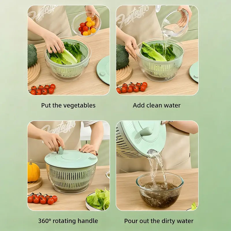 ✨ Salad Spinner Large, 3 IN 1 Vegetable and Fruit Washing Bowl with Strainer