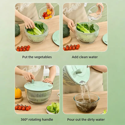 ✨ Salad Spinner Large, 3 IN 1 Vegetable and Fruit Washing Bowl with Strainer