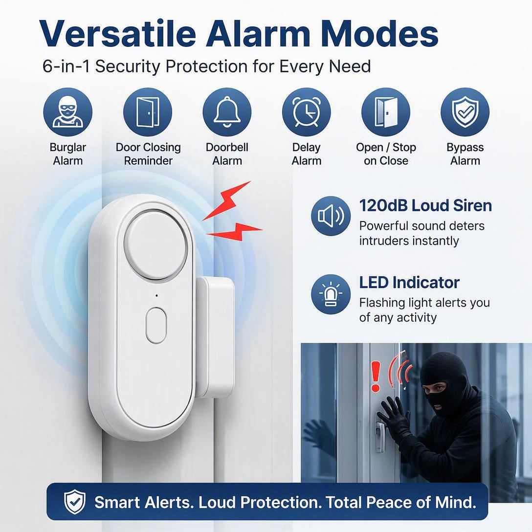 Easy Install Adhesive Door Window Alarms Home Security System
