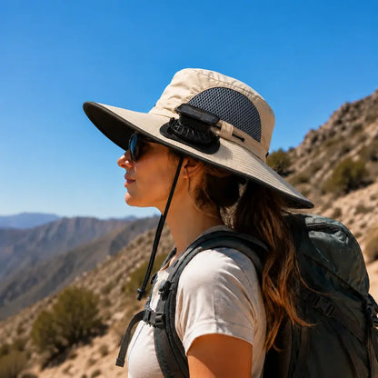 💨 UPF 50+ Sun Protection Dual Solar Fan Fishing Hat