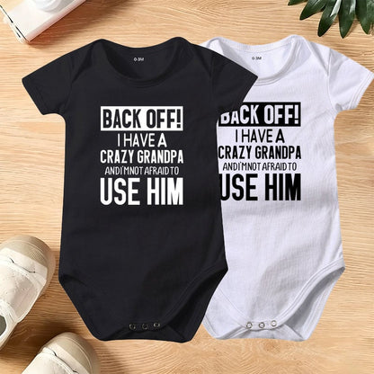 🔥Hot Sale 49% off🌟👶 "Back Off! I Have a Crazy Grandpa" Cute Cotton Baby Bodysuit(💥Buy 3 Get 1 Free 🛒Free Shipping)