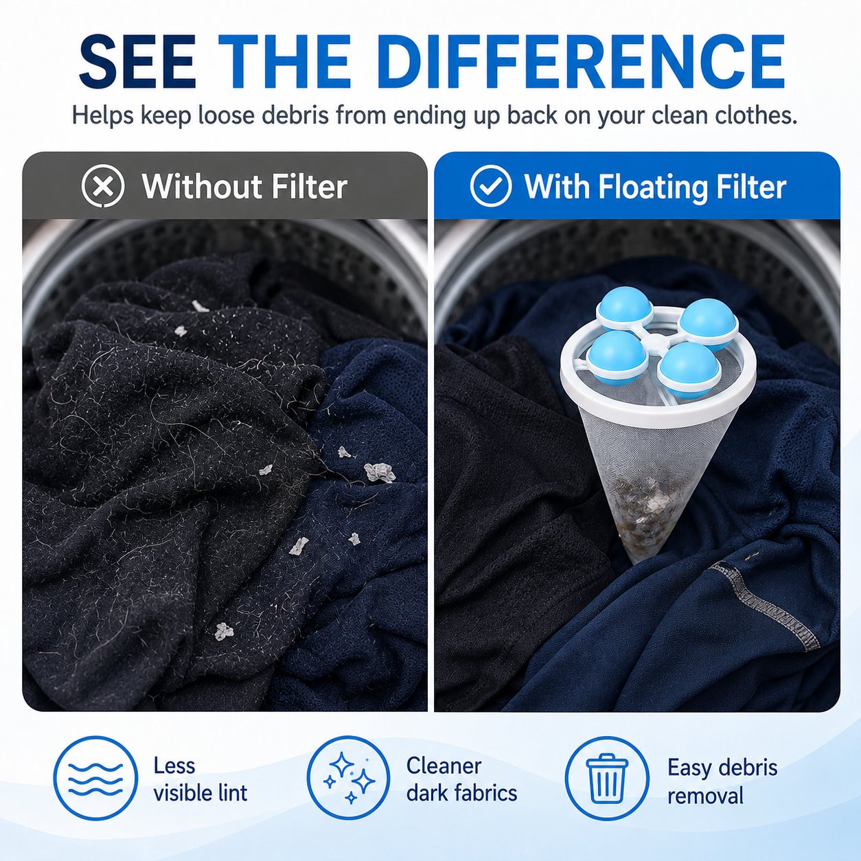 👚Floating Lint & Hair Catcher（3pcs）
