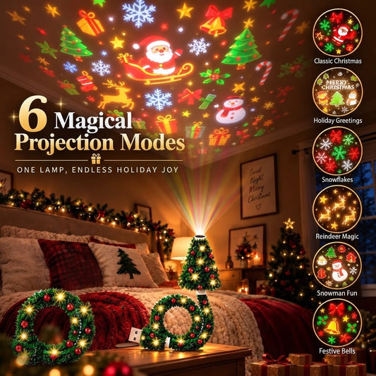 🎄Plug-and-Play HD USB Christmas Tree Projector with 6 Festive Scenes
