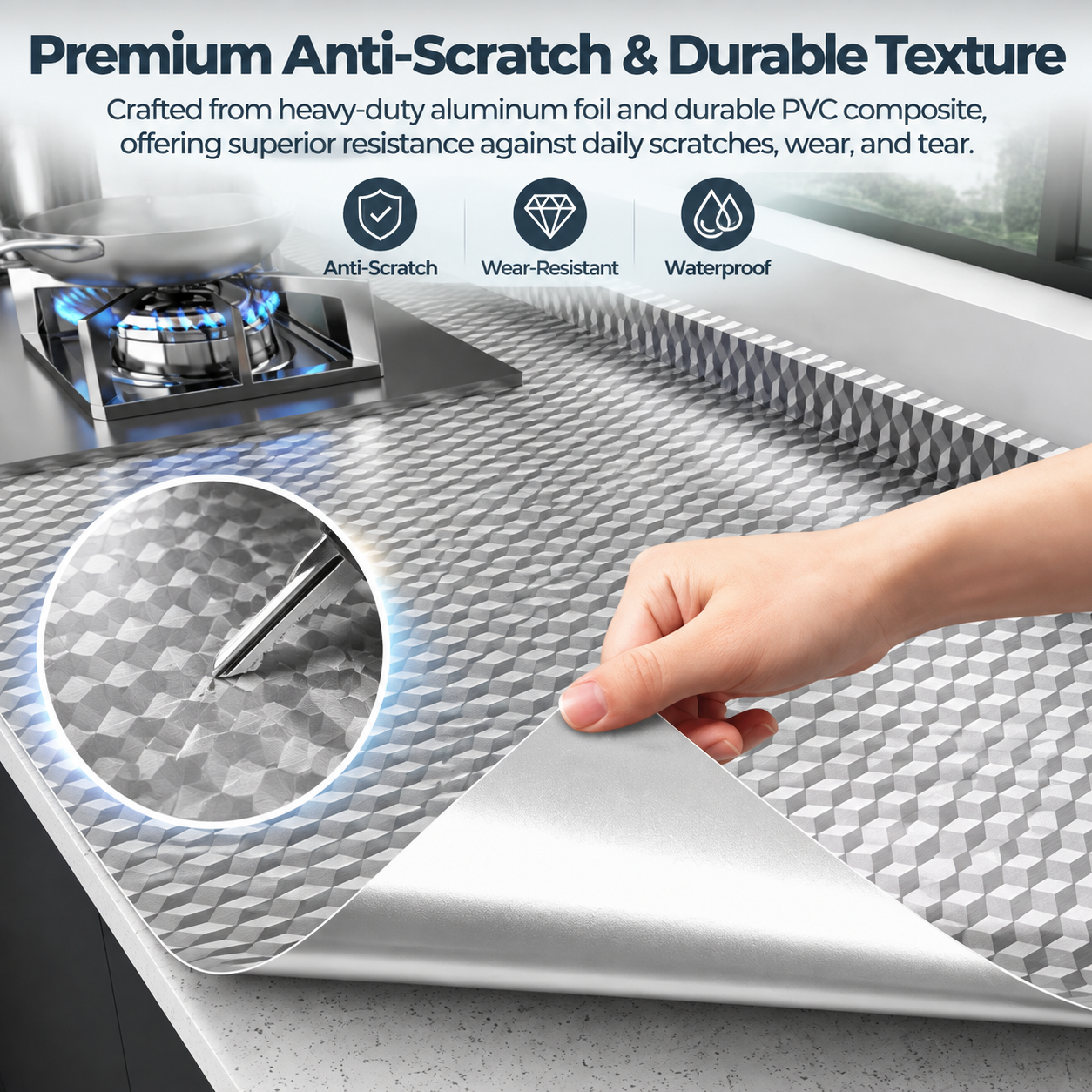 ✨Self-adhesive aluminum foil kitchen splash-proof wallpaper