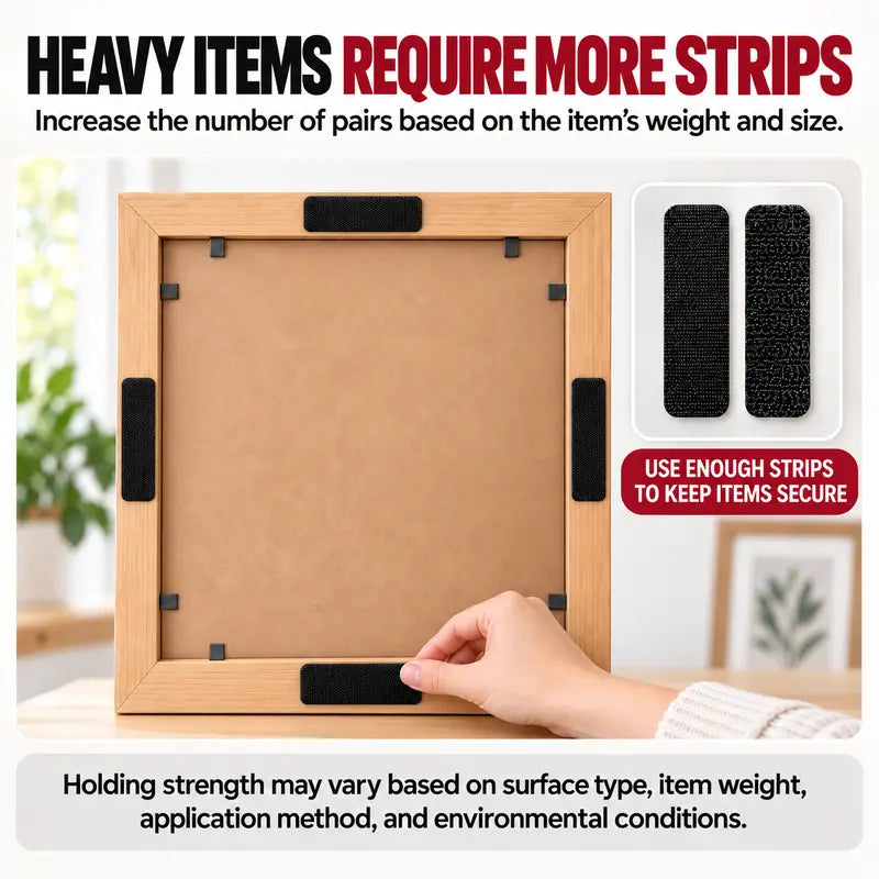 🏠48 Pairs Strong Velcro – suitable for hanging photos, securing carpets, and wall mounting
