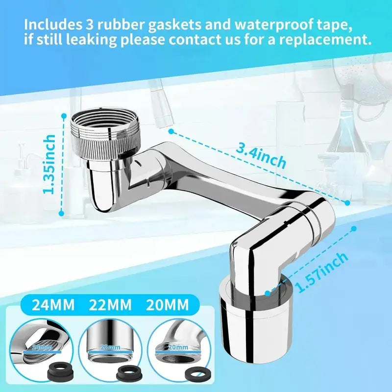 🦾🌊 Metal Faucet Extender with 1440° Rotation Brass Aerator