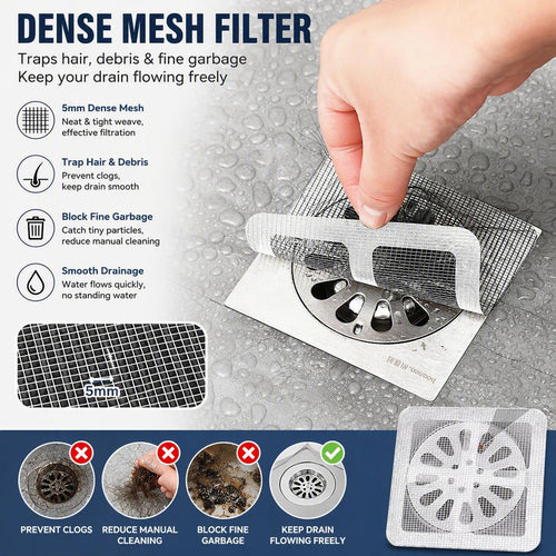 50PCS PackDisposable Shower Drain Hair Catcher