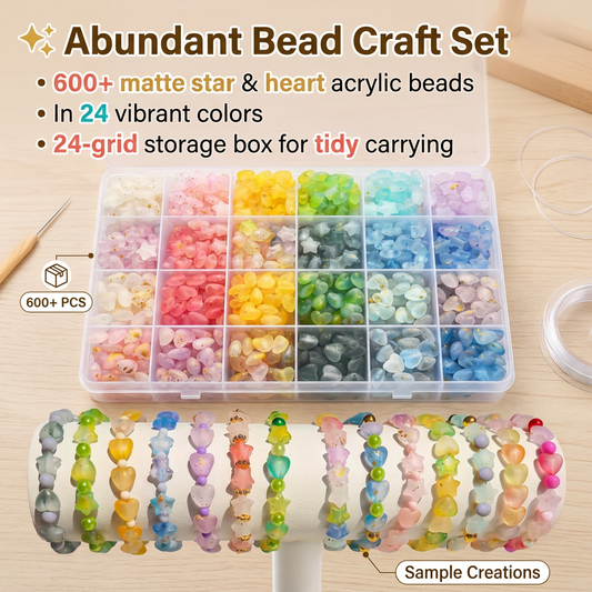 ✨600-piece star-shaped and heart-shaped bead set